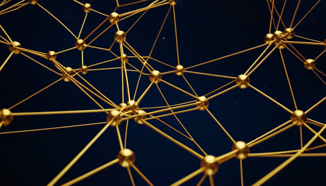 Interconnected nodes representing data relationships.